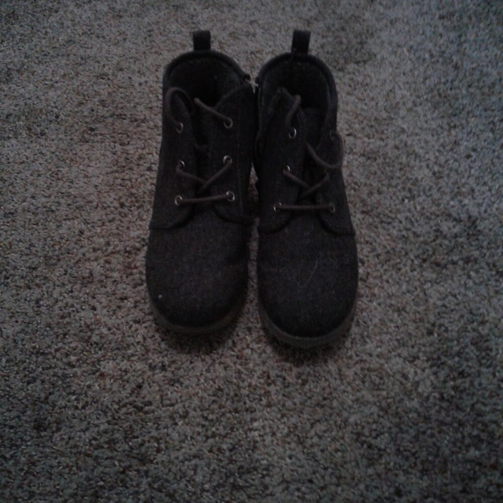 Jelly Pop Boots Dark Grey Side Zip and Ties Size 10M
